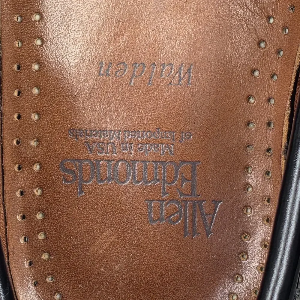 ALLEN EDMONDS WALDEN MOC-TOE BLACK LEATHER PENNY LOAFERS – MEN'S SIZE 8.5D